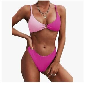 Two Color Pink Zaful Bikini